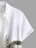 Chemise hawaïenne grande taille à imprimé feuilles tropicales et fleurs d'hibiscus, avec poches et boutons, pour homme - Blanc XL
