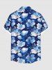 Chemise hawaïenne grande taille à imprimé fleurs et feuilles, avec poches et boutons, pour homme - Bleu 3XL