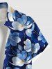 Chemise hawaïenne grande taille à imprimé fleurs et feuilles, avec poches et boutons, pour homme - Bleu 3XL