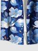 Chemise hawaïenne grande taille à imprimé fleurs et feuilles, avec poches et boutons, pour homme - Bleu 3XL