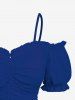 Plus Size Cinched Ruched Ruffles Cold Shoulder Cami Top -  