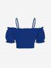 Plus Size Cinched Ruched Ruffles Cold Shoulder Cami Top -  