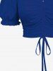 Plus Size Cinched Ruched Ruffles Cold Shoulder Cami Top -  