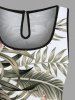 Combinaison hawaïenne cintrée grande taille à imprimé feuilles tropicales et fleurs d'hibiscus - Blanc 2X