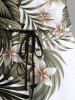 Combinaison hawaïenne cintrée grande taille à imprimé feuilles tropicales et fleurs d'hibiscus - Blanc 2X
