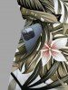 Combinaison hawaïenne cintrée grande taille à imprimé feuilles tropicales et fleurs d'hibiscus - Blanc 2X