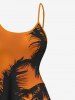 Plus Size Coconut Tree Ombre Print High Low Hawaii Cami Dress -  