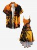 Plus Size Coconut Tree Ombre Print High Low Hawaii Cami Dress -  