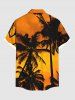 Chemise hawaïenne grande taille à imprimé cocotier ombré et boutons avec poches pour homme - Orange Foncé S