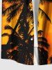 Chemise hawaïenne grande taille à imprimé cocotier ombré et boutons avec poches pour homme - Orange Foncé S