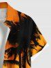 Chemise hawaïenne grande taille à imprimé cocotier ombré et boutons avec poches pour homme - Orange Foncé S