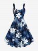 Tenue de plage hawaïenne assortie grande taille à imprimé floral ombré pour couples - Bleu profond 