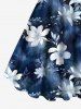 Tenue de plage hawaïenne assortie grande taille à imprimé floral ombré pour couples - Bleu profond 