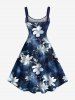 Tenue de plage hawaïenne assortie grande taille à imprimé floral ombré pour couples - Bleu profond 