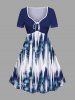 Tenue de plage hawaïenne assortie grande taille, motif vague légère, tie-dye et ombré, pour couple - Bleu 
