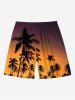 Matching Hawaii Shirt Shorts and Romper Plus Size Beach Outfit Coconut Tree Ombre Dusk Print For Couples -  