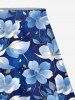 Cinched Ruffles Cold Shoulder Cami Top and Flowers Print Split Hawaii Skirt Plus Size Matching Set -  