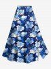 Cinched Ruffles Cold Shoulder Cami Top and Flowers Print Split Hawaii Skirt Plus Size Matching Set -  