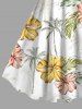 Hibiscus Flower Leaf Coconut Tree Tropical Print Plus Size Matching Hawaii Beach Outfit For Couples - Blanc 