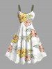 Hibiscus Flower Leaf Coconut Tree Tropical Print Plus Size Matching Hawaii Beach Outfit For Couples - Blanc 