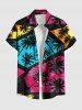 Tenue de plage hawaïenne assortie grande taille à imprimé géométrique cocotier pour couple - Rouge 