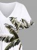 Tenue de plage hawaïenne assortie grande taille, motif cocotier, flamant rose et fleurs d'hibiscus, pour couples - Blanc 