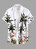 Tenue de plage hawaïenne assortie grande taille, motif cocotier, flamant rose et fleurs d'hibiscus, pour couples - Blanc 