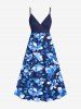 Tenue de plage hawaïenne assortie grande taille à imprimé tropical fleurs et feuilles pour couples - Bleu 