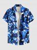 Tenue de plage hawaïenne assortie grande taille à imprimé tropical fleurs et feuilles pour couples - Bleu 