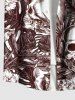 Tenue de plage hawaïenne assortie grande taille avec imprimé tête de mort, feuilles tropicales et fleurs d'hibiscus pour couples - café 