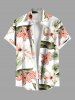 Tenue de plage hawaïenne assortie grande taille à imprimé tropical, fleurs d'hibiscus et feuilles, pour couples - Blanc 