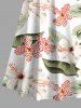 Tenue de plage hawaïenne assortie grande taille à imprimé tropical, fleurs d'hibiscus et feuilles, pour couples - Blanc 