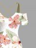Tenue de plage hawaïenne assortie grande taille à imprimé tropical, fleurs d'hibiscus et feuilles, pour couples - Blanc 
