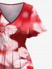 Robe mi-longue hawaïenne grande taille à imprimé marguerites ombré et poches fendues - Rouge XXS