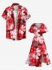 Plus Size Ombre Daisy Flower Print Hawaii Split Pocket A Line Midi Dress -  