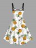 Plus Size Coconut Tree Pineapple Print Hawaii A Line Tank Dress - Blanc M