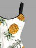 Plus Size Coconut Tree Pineapple Print Hawaii A Line Tank Dress - Blanc M