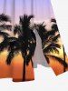 Plus Size Coconut Tree Ombre Sunset Dusk Print Hawaii Split Pocket A Line Midi Dress -  