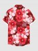 Chemise hawaïenne grande taille à imprimé marguerites ombré et poches boutonnées pour homme - Rouge S