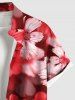 Chemise hawaïenne grande taille à imprimé marguerites ombré et poches boutonnées pour homme - Rouge S