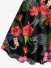 Robe débardeur trapèze hawaïenne grande taille à imprimé léopard et feuilles tropicales et fleurs d'hibiscus - Noir L