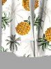 Plus Size Coconut Tree Pineapple Print Hawaii Button Pocket Shirt For Men -  