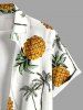 Plus Size Coconut Tree Pineapple Print Hawaii Button Pocket Shirt For Men -  