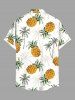 Plus Size Coconut Tree Pineapple Print Hawaii Button Pocket Shirt For Men -  