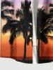 Plus Size Coconut Tree Ombre Sunset Dusk Print Hawaii Button Pocket Shirt For Men -  