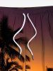 Plus Size Coconut Tree Ombre Dusk Print Hawaii Drawstring Pocket Beach Shorts For Men -  