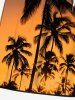 Plus Size Coconut Tree Ombre Dusk Print Hawaii Drawstring Pocket Beach Shorts For Men -  
