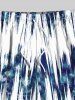 Plus Size Ombre Sea Waves Print Hawaii Drawstring Pocket Beach Shorts For Men -  