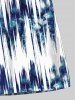 Plus Size Ombre Sea Waves Print Hawaii Drawstring Pocket Beach Shorts For Men -  