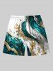 Plus Size Metallic Leaf Diamond Print Hawaii Beach Shorts For Men -  
